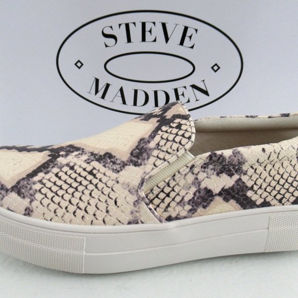 Steve Madden Gills Platform Slip On Sneaker Comfort Beige Snake Size 10